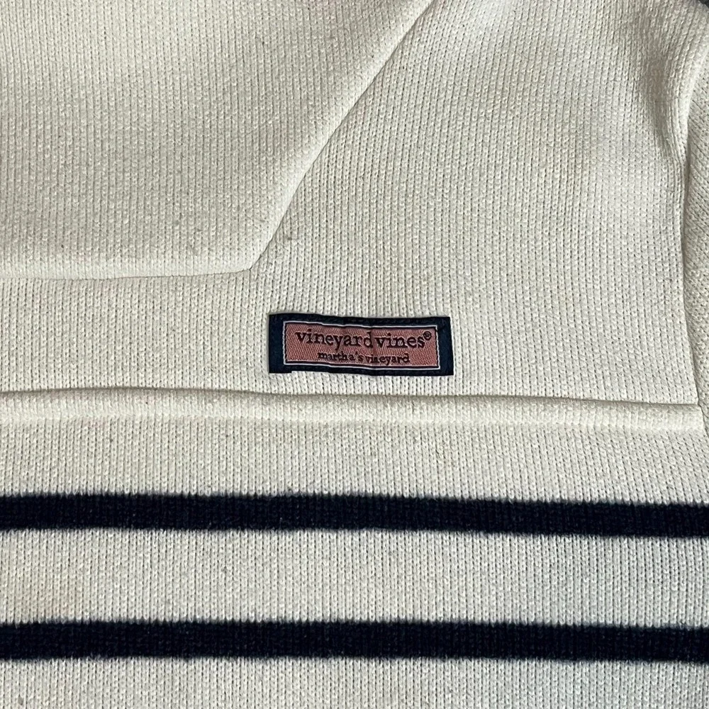 Vineyard Vines Women's Striped Mock Neck Pullover Sweatshirt White/Navy Size M - Picture 4 of 10